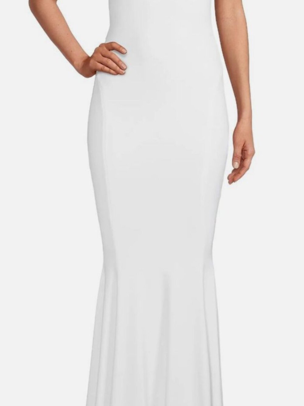 Norma Kamali Women's White Mesh Racerback Stretch Fishtail Gown Dress Size S